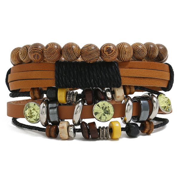 

promotion gifts handmade vintage leather bracelet set diy style fashion men's jewelry accept small order new bohemia bracelet, White