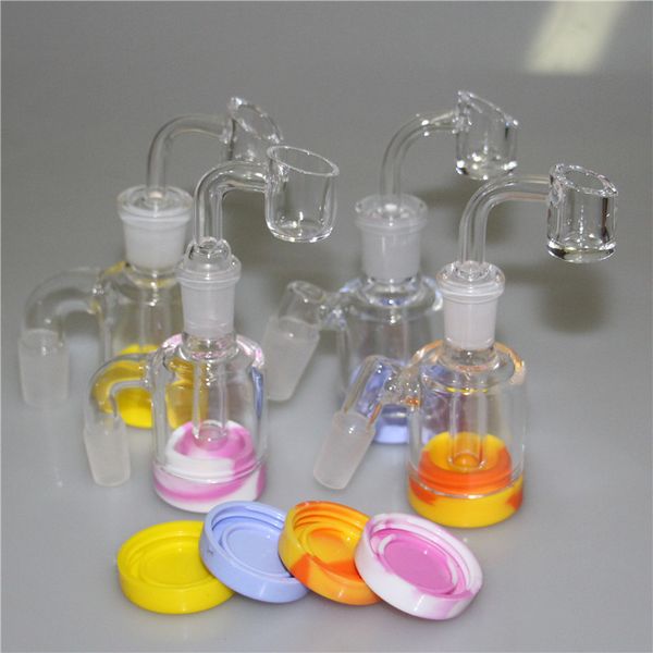 Glas abnehmbarer Aschefänger Bubbler Wasserpfeife mit 7 ml Silikonbehälter 14 mm 18 mm Gelenk für Perc Bongs Wabenwasserpfeife Aschenfänger