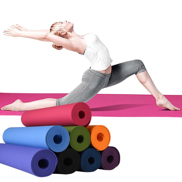 

aerobic yoga mats 183*61cm double-sided non-slip tasteless quality tpe 6mm thick pads for indoor outdoor gym pilates exercise