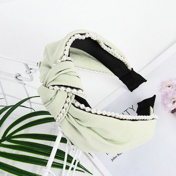 

satin pearl cross headband hairbands for lady unicorn hair band pearl head bands orange hair style girl simple and easy npuig, Black;brown