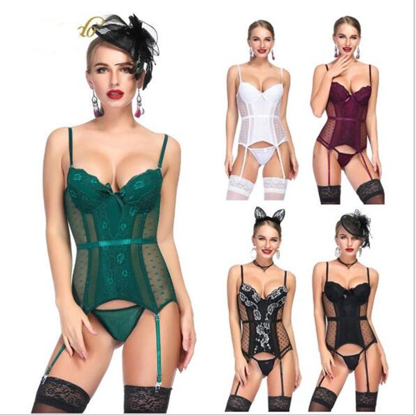 

corset women basque underwear erotic korse transparent lace mesh corset lingerie slim waist bustier push up corselet, Black;white