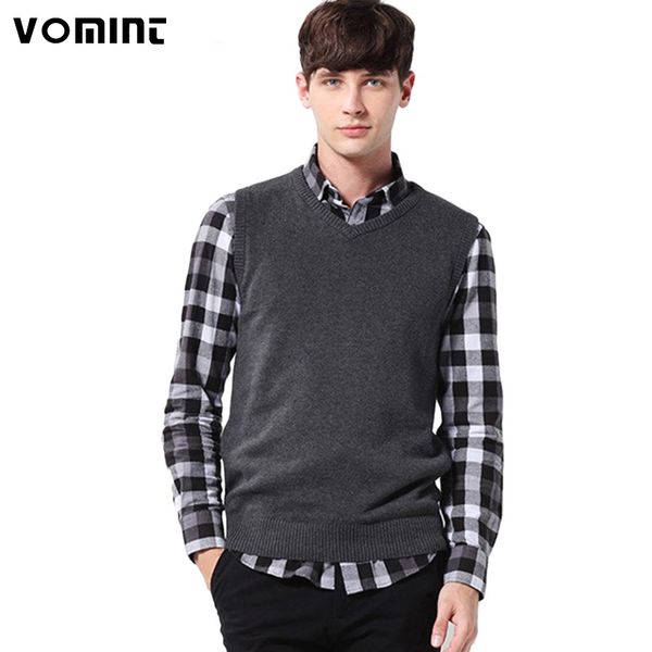 

vomint classic mens' pullover sweater vest v-neck new sweater 100% cotton knitted plus size slim class vest size: s-3xl s6aw003, Black;white