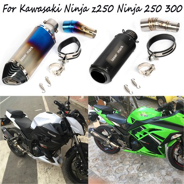 

for ninja z250 ninja 250 300 2013-2018 motorcycle stainless steel middle tubes silp on 51mm exhaust muffler pipe system