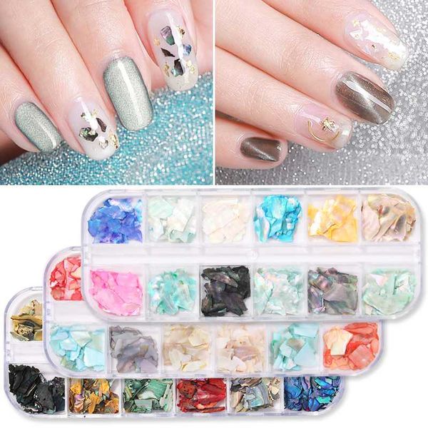 

1 box 3d nail decoration colorful shell fragments mixed irregular shell sheet tinfoil rhinestone nail art accessories, Silver;gold