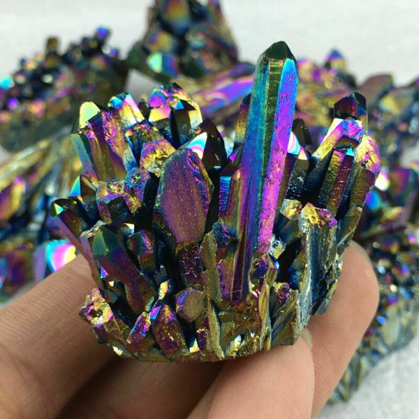 

natural quartz crystal rainbow titanium cluster mineral specimen healing stone wedding stamps specimen healing sale