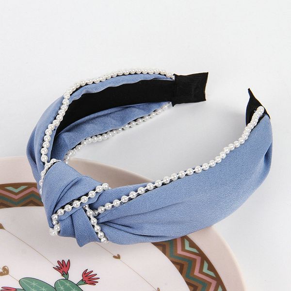 

satin pearl cross headband hairbands for lady spiral hair bands pearl head bands beige hair style for ladies nmcgj, Black;brown