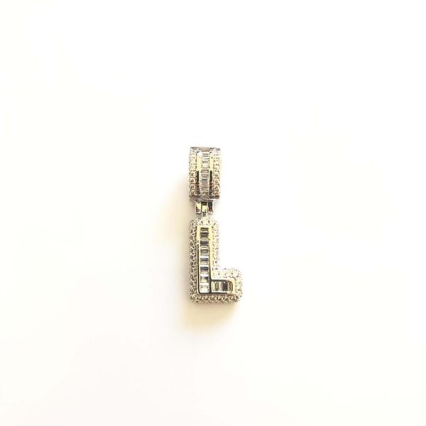 

baguette stone single letter pendant wholesale pendant with chain, Silver