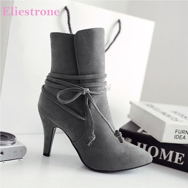 

sale brand new elegant black gray women mid calf boots high stiletto heels lady nude shoes sf12 plus big size 10 33 43