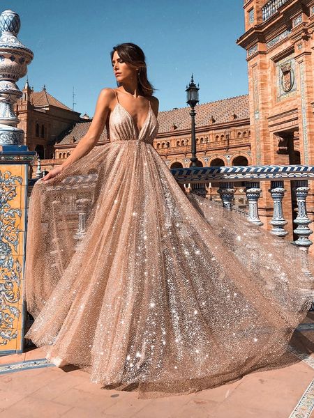 

dubai v-neck backless glitter a-line evening dresses sleeveless champagne vintage beach prom gowns, White;black