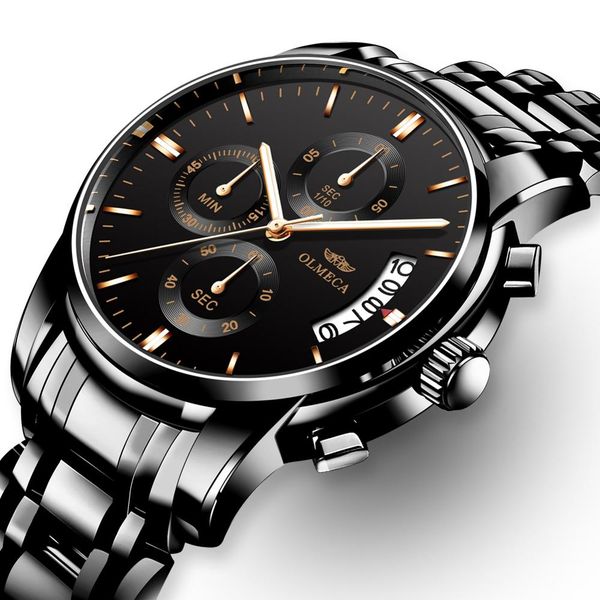 

relogio masculino men stainless steel quartz charm luxury watch gold bule black mens watches, Slivery;brown