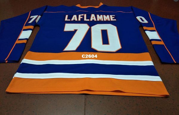 

men goon hockey jersey #70 xavier laflamme halifax highlanders goon movie blue jersey embroidery jersey, Black;red
