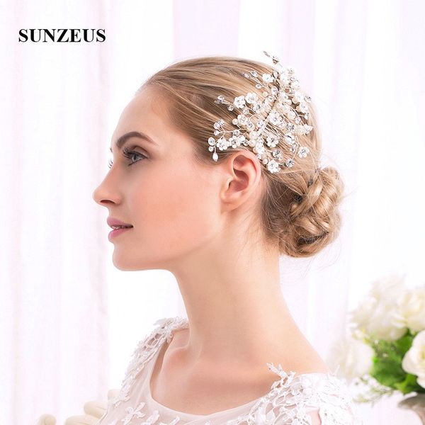 

sparkly beaded headband for bridal pearls flowers charming hair accessories with comb tiara de noiva sha20