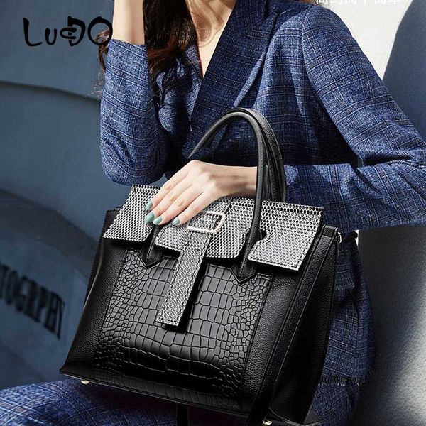 

lucdo 2020 new stone pattern women handbags crocodile pattern large capacity tote bag retro crossbody bags