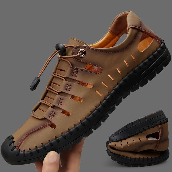 

2020 male outdoor new summer shoes for men walking sandals breathable men casual shoes leather men's big size 45 walk