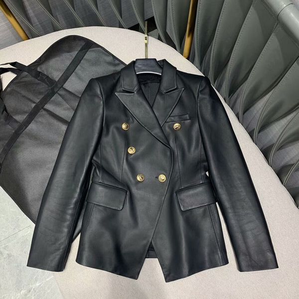 

2019 spring new genuine leather blazer coat 2 color tclai aw10938, White;black