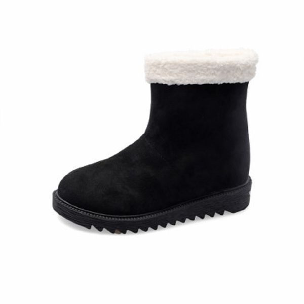 

2019 winter new women's snow boots wild comfort warm plus velvet thick bottom flat non-slip wear-resistant women's boots, Black