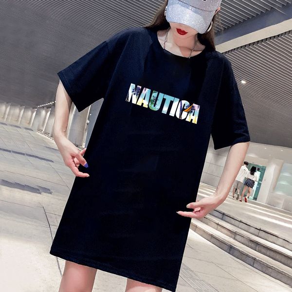 

women's t-shirts 2020 fashion new womens letter print crew neck t-shirt casual women breathable dress style tee 2 color size m-4xl