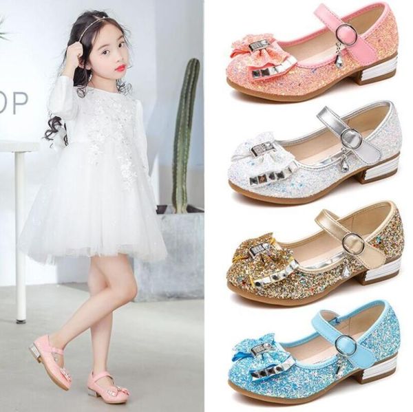 

kids casual shoes girls wedding dress shoes children princess sandals bowtie leather for girls casual flat sandals, Black;red