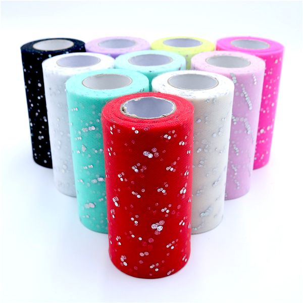 

glitter sequin tulle roll fabric spool tutu gift wrap new year christmas party birthday wedding decoration