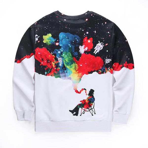 

autumn winter fashion funny print smoking person print pullover hoodies men long sleeve o -neck sweatshirts mens hoodie elegant, Black