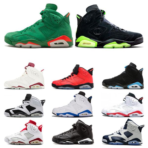 

2019 infrared bred 6 6s men basketball shoes green suede gatorade unc oreo carmine men sports sneakers designer trainers us 7-13, White;red