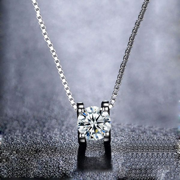 

boeycjr 925 silver 0.5ct/1ct/2ct f color moissanite vvs engagement elegant wedding pendant necklace for women anniversary gift cx200609