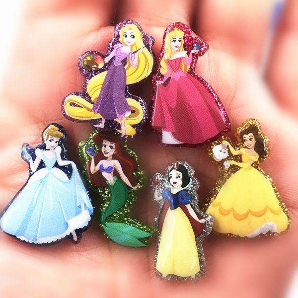 

100pcs cartoon little princess queen jasmine mermaid resin flat back cabochons for diy jewelry embellishment kids craft charms, Bronze;silver