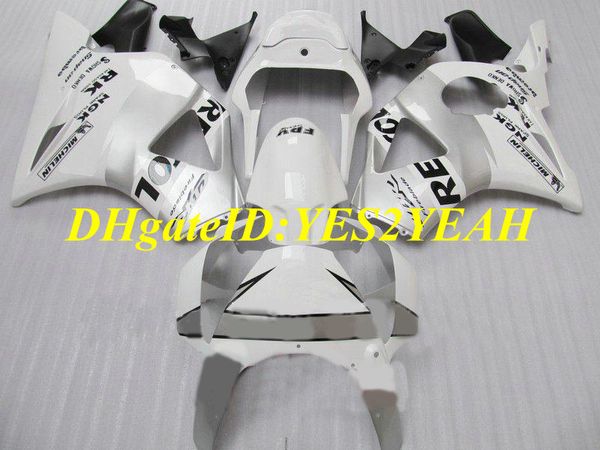 Kit de Carenagem Motocicleta personalizado para Honda CBR900RR 954 02 03 CBR 900RR CBR900 2002 2003 ABS Top Branco Carimbos de prata set + Presentes HC34