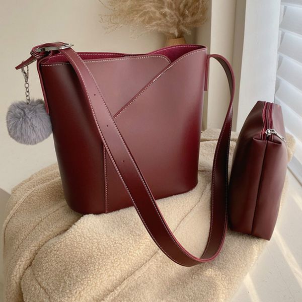 

new women's crossbody bag women messenger bag fashion leather shoulder for women capacity solid color bucket