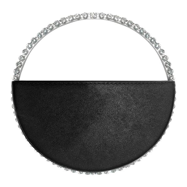

diamond circular evening bag women round handle rhinestone dinner clutch purse ladies half moon handbag fashion