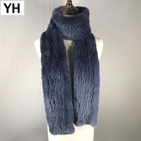 

2018 длинный стиль натуральный рекс кролика шарф горячие моды для женщин вязаный кролик мех кольцо шарф настоящий рекс кролика шарфы шарфы, Blue;gray