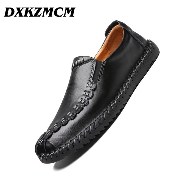 

dxkzmcm men casual shoes fashion men shoes genuine leather loafers moccasins slip on men's flats male driving, Black