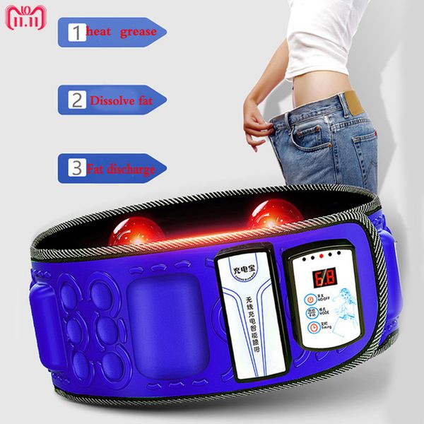 

electric infrared slimming belt lose weight fitness massager x5times vibration abdominal belly fat burn loss effective 110-240 v y181122