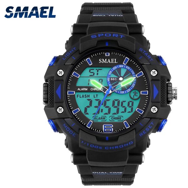 

smael 1379 men's outdoor sports watch fashion youth night light male electronic watch led digital waterproof, Slivery;brown