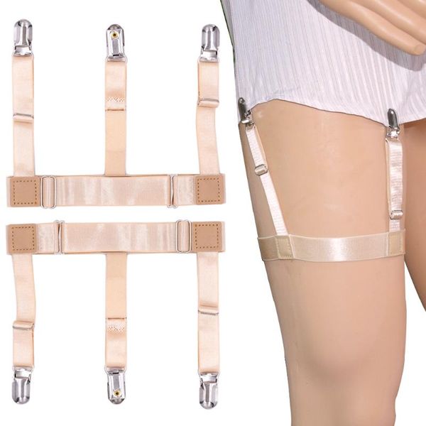 

рубашка остается для женщин мужчин формальная одежда мужские регулируемые эластичные держатели рубашки ремни подвязки подтяжки ног цвет кожи, Black;white