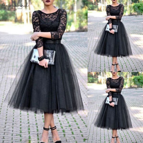 

2020 women formal long lace evening party club wear dress casual dress ball grown dress, Black;gray