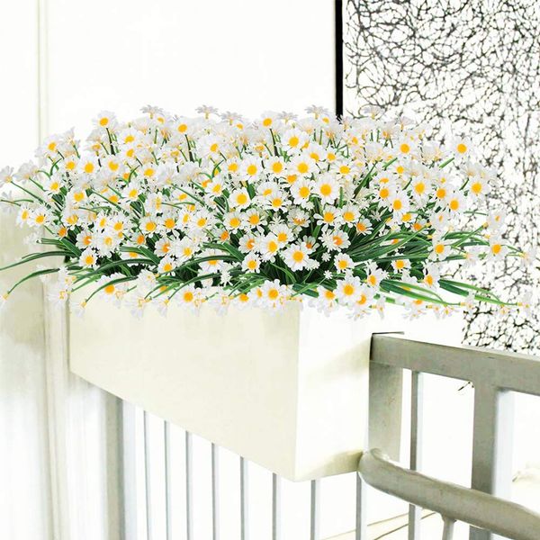 

outdoor uv resistant 6 bundles fake foliage greenery faux plants shrubs plastic bushes for window box hanging planter farmhouse