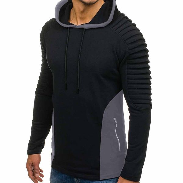 

mens fashion draped hoodies solid spring autumn new casual hooded sweatshirts pullovers, Black