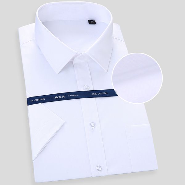 

summer new shirts 2020 men short sleeve blue white cotton shirt men non-ironing casual business social shirts 5xl 6xl 7xl 8xl, White;black