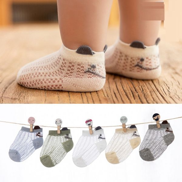 

5 pairs/lot baby socks summer mesh thin baby socks for girls boys cotton infant casual ankle toddler, Pink;yellow