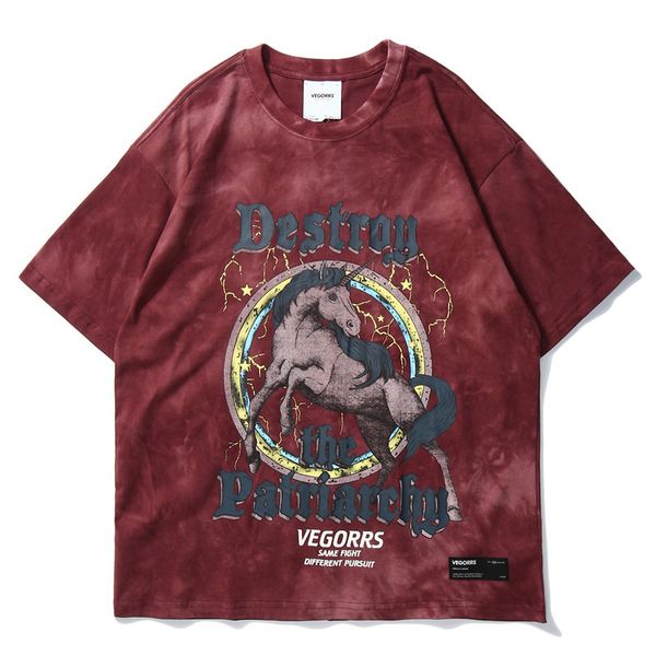 

mens tie dye funny printed t shirts 2020 summer fashion designer white black short sleeve streetwear cotton big size 1168t292