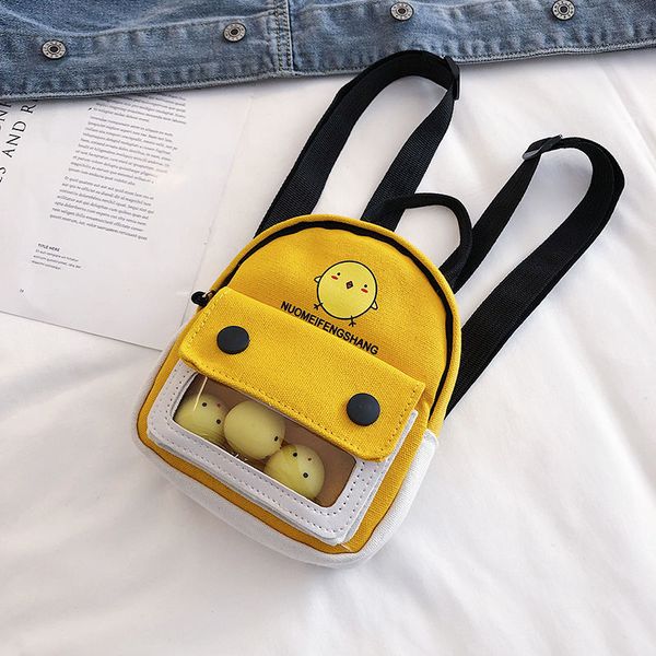 

2019 новой корейской версии маленький желтый цыпленок мультфильм милый маленький мешок мини рюкзак холст плече сумка женщина