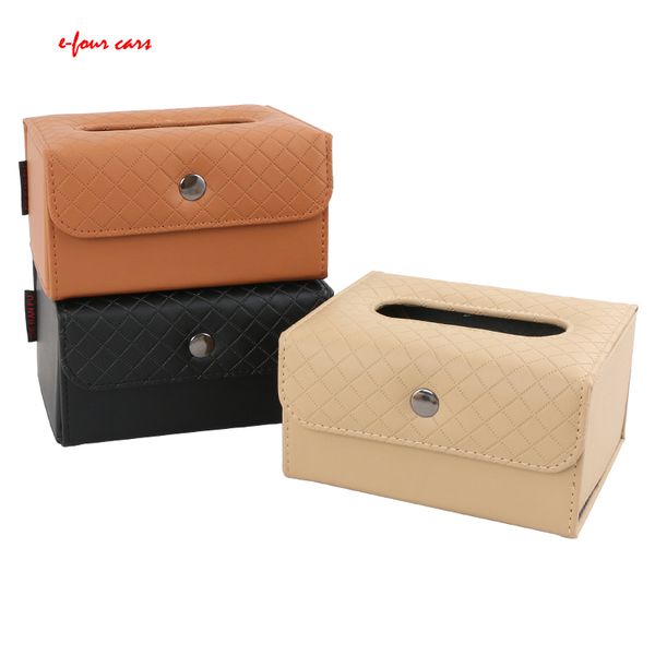 

e-four leather car tissue holder box mount hanging car seat back armrest console multi-use paper towel home office tissues case