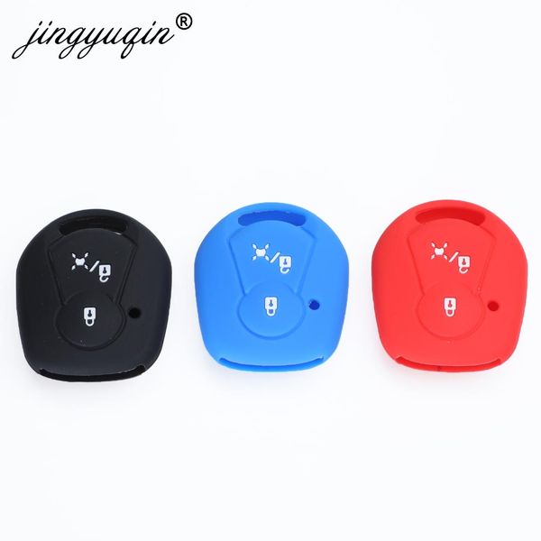 

jingyuqin car-styling silicone car key cover fob for ssangyong actyon kyron rexton 2 button remote key case jacket keychain