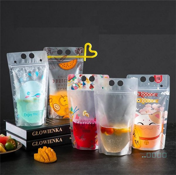 

500ml воды сумка прозрачная пластиковая одноразовая напитки соки молоко напитки бутылка мешки с застежкой-молнией портативный stand up напит