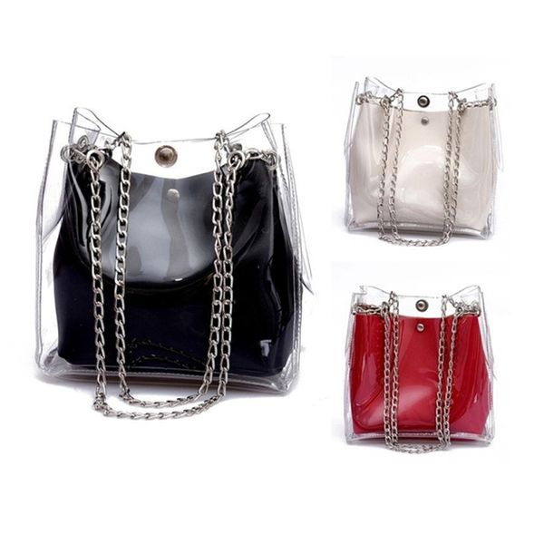 

clear jelly female bag shoulder messenger bag transparent beach for women new korean small fresh solid color handbag