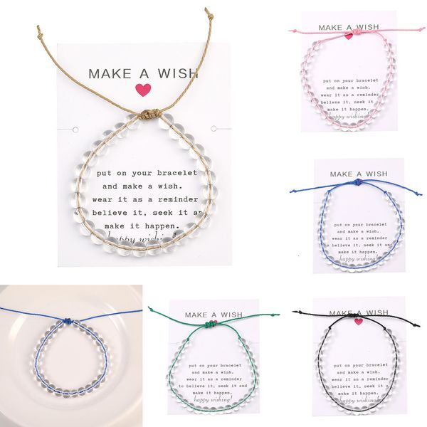 

popular vintage designer 6 card hand waxed rope manual weave bracelet mm transparent glass crystal bead a string of beads bracelet gift, Golden;silver