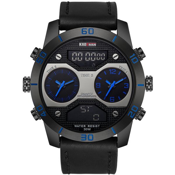 

kademan mens watches relojes gifts for men leather strap sport digital watch relogio masculino quartz watch 158, Slivery;brown