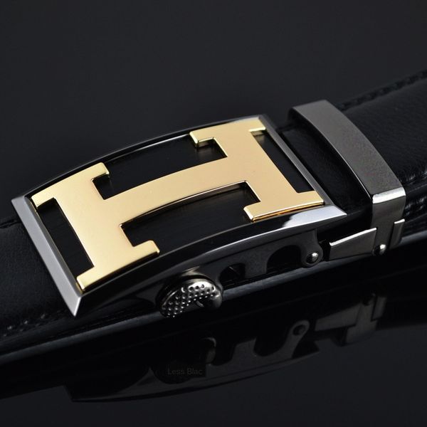 

automatic buckle leather letter buckle casual men's cowhide belt fashionable men's belt, Black;brown