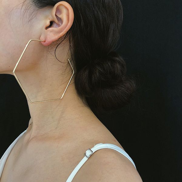 

модные геометрические серьги для женщин металла большого обруч серьги ювелирных изделий открытия pendientes mujer punk партия kolczyki урожа, Golden;silver